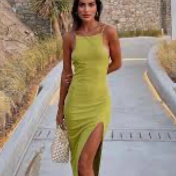 CAMILA COEHLO SHELLY GREEN/YELLOW MAXI DRESS NWT SM - Picture 2 of 5